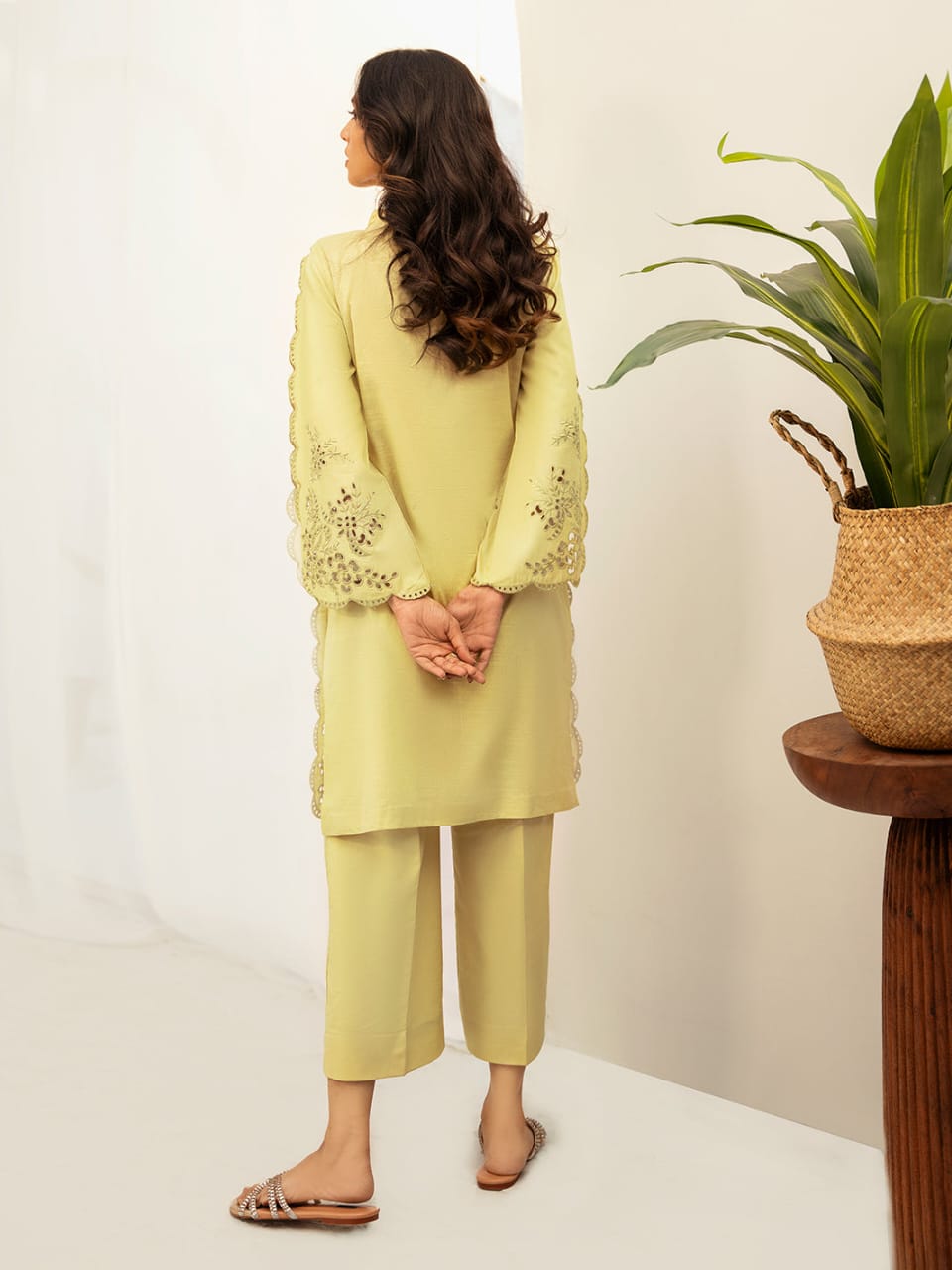 Light Yellow Cotton Suit with Intricate Embroidery | Casual Wear