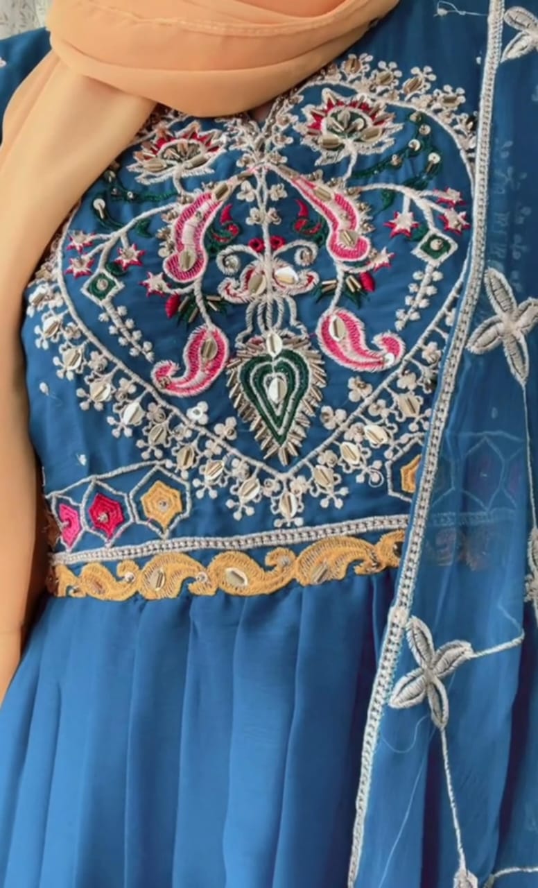 Elegant Zinc Embroidered Anarkali Dress with Dupatta – Festive & Party Wear