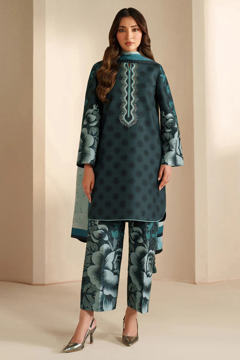 Winter Collection | Emerald Green Digital Print Dress