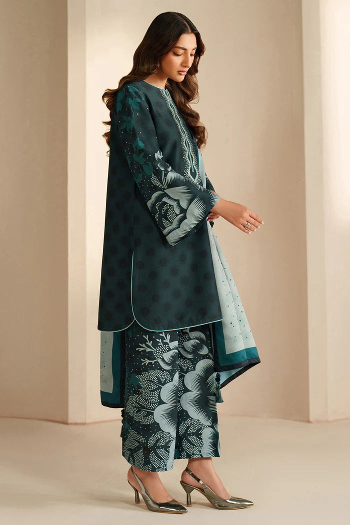 Winter Collection | Emerald Green Digital Print Dress